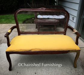 rustic restyled settee, how to, painted furniture, reupholster, Bare frame after stripping all upholstery