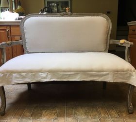 rustic restyled settee, how to, painted furniture, reupholster