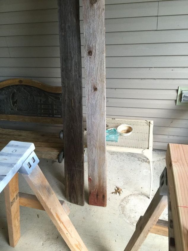 old barnboard porch display platform, how to, woodworking projects, 75 Year old barn siding boards