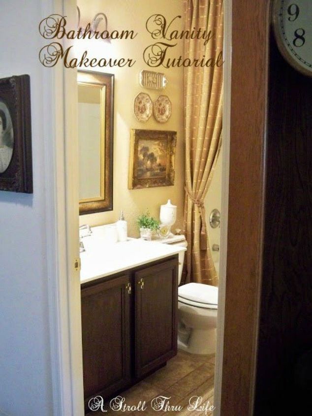 s 11 ways to transform your bathroom vanity without replacing it, bathroom ideas, Stain the cabinets for a rich color