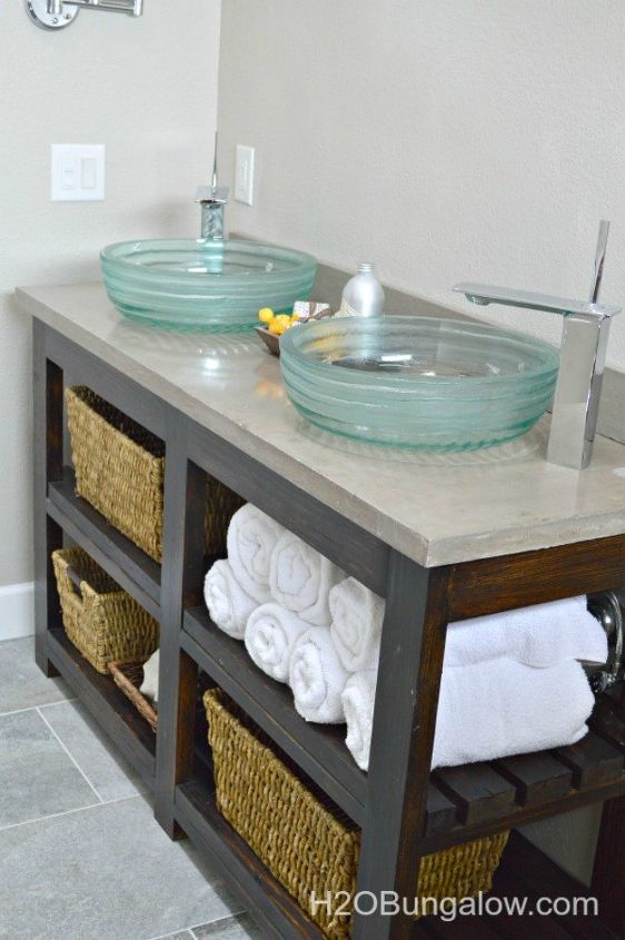 s 11 ways to transform your bathroom vanity without replacing it, bathroom ideas, Take the cabinets off for open shelving