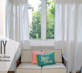 diy cheap and easy drop cloth curtains rods for porch, window treatments