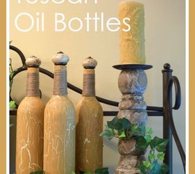 repurposed tuscan oil bottles, crafts, painting, repurposing upcycling