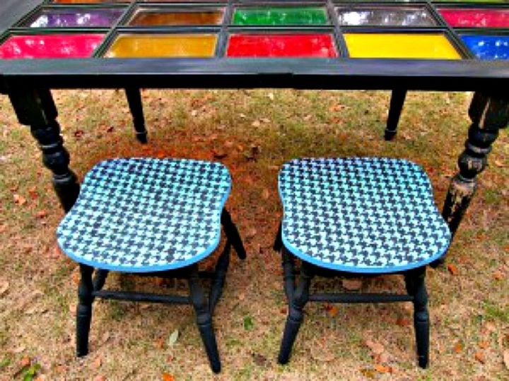 s when creative people need more backyard seating, outdoor furniture, They transform old furniture into stools