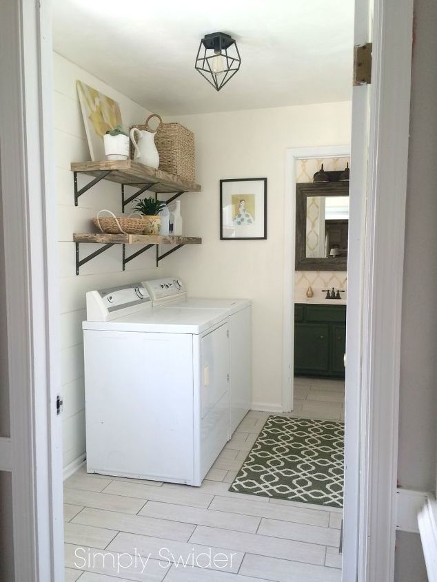 bright white and light laundry room makeover, laundry rooms