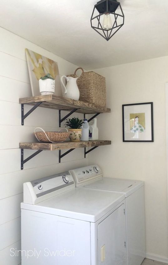 bright white and light laundry room makeover, laundry rooms
