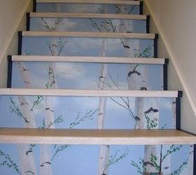 surprise stair risers a birch forest, how to, painting, stairs