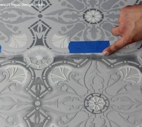 how to paint a hardwood floor with tile stencils, flooring, hardwood floors, home decor, how to, painting