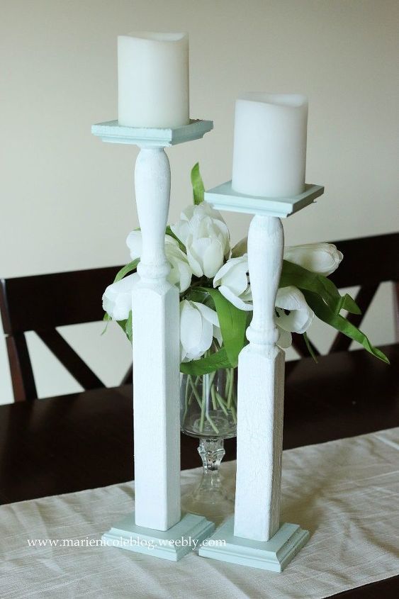 diy tall candlesticks made from a baluster , crafts, lighting, painting, repurposing upcycling