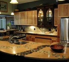 s 13 different ways to make your own concrete kitchen countertops, concrete masonry, countertops, kitchen design, Add stones and gems into the concrete