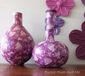decoupage napkins on paper mache vases, crafts, decoupage