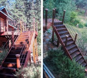 blending old into new wood deck stairs, Same technique on front stairs