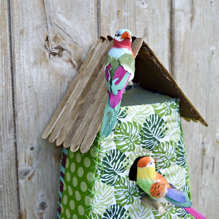 tropical fabric birdhouse decoration, crafts, how to, wall decor