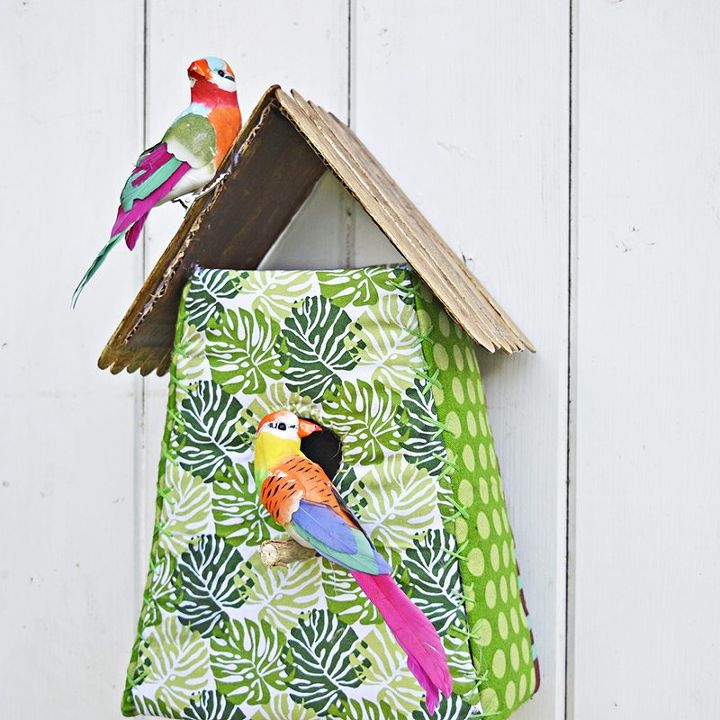 tropical fabric birdhouse decoration, crafts, how to, wall decor