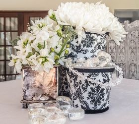 a delightful damask bucket makeover, crafts, decoupage, how to