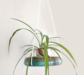 turn an old wood bowl into a hanging plant shelf, container gardening, gardening, painting