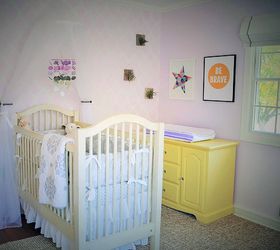 a sweet and sophisticated nursery makeover using stencils, bedroom ideas, home decor, painting, wall decor