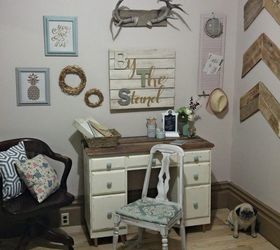 my office reno, chalk paint, crafts, hardwood floors, home office, painting, wall decor