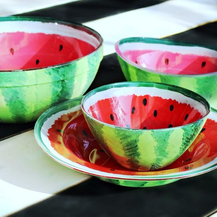 watermelon bowls diy, crafts, how to, painted furniture, painting