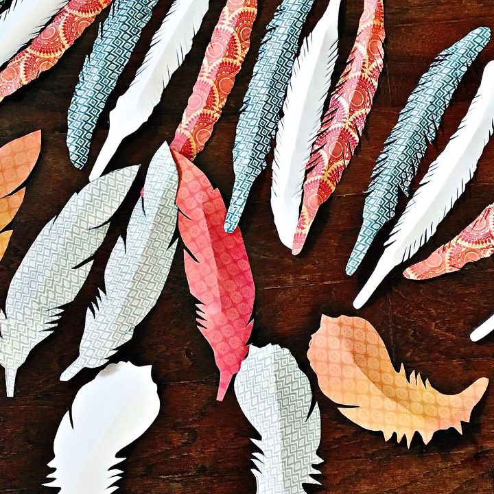 diy paper feather garland, crafts, fireplaces mantels, how to