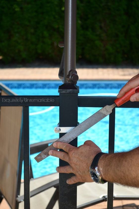cheap umbrella trick for vertical pool fences, fences, how to, outdoor furniture, outdoor living