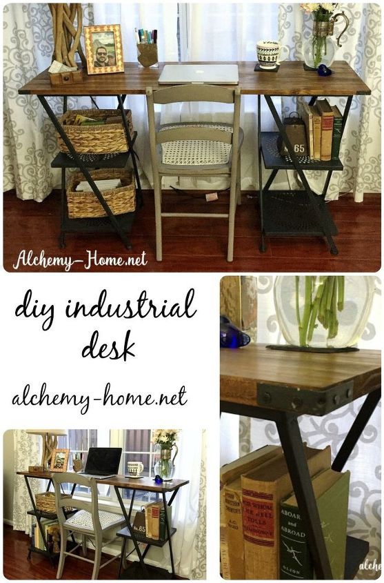 diy industrial desk power tools not required , home office, how to, repurposing upcycling