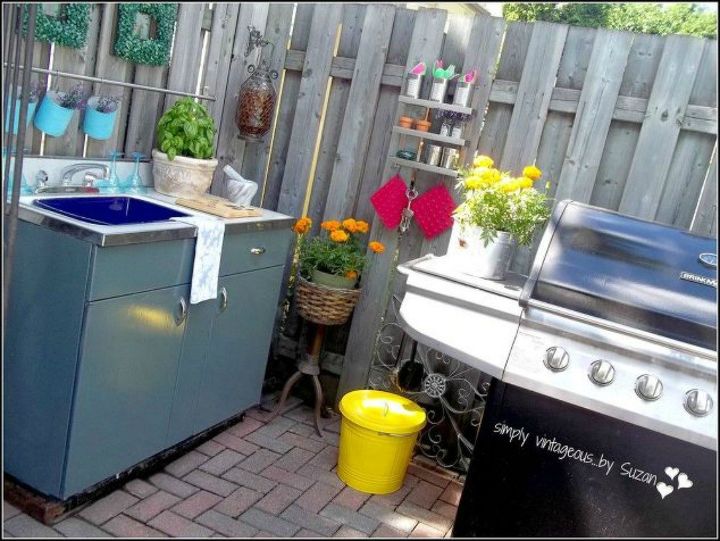 s 9 outdoor kitchens we re dreaming of this bbq season, kitchen design, outdoor living, This upcycled kitchen sink