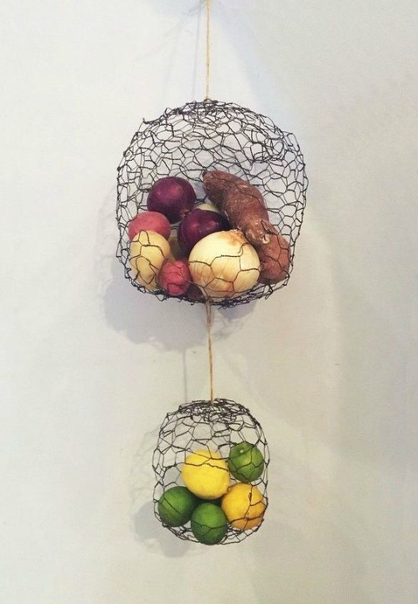 s 16 things you didn t know you could do with chickenwire, Hang your produce with handmade baskets
