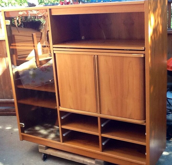 repurposing an outdated entertainment unit, Unit with drawers removed