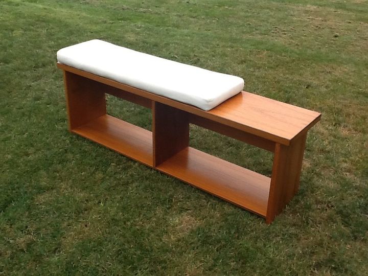 repurposing an outdated entertainment unit, Entrance way bench