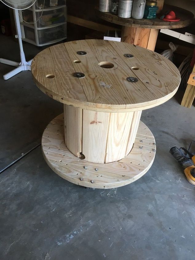 cable spool coffe table, painted furniture, repurposing upcycling