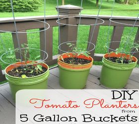 tomato planters from 5 gallon buckets, container gardening, gardening, how to