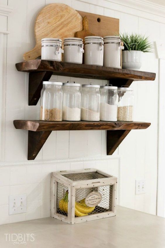 s want a farmhouse kitchen these easy ideas are brilliant , kitchen design, Instal open shelving to display your spices
