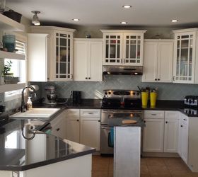 diy kitchen makeover painted counters backsplash cabinets epoxy, countertops, kitchen backsplash, kitchen cabinets, kitchen design, painting