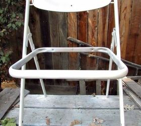 blue and white folding chair makeover, how to, painted furniture, painting, reupholster