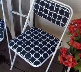 blue and white folding chair makeover, how to, painted furniture, painting, reupholster