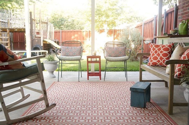 budget friendly patio makeover with a new vintage mix, outdoor furniture, painted furniture, patio