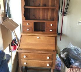 Updated This Old Desk Hutch With Paint And Stencil Hometalk