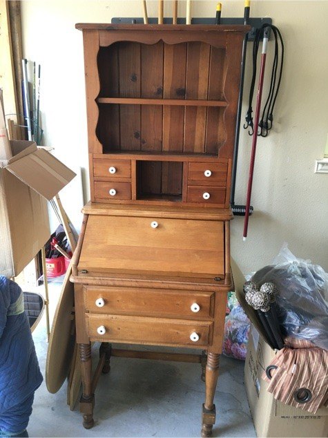 Updated This Old Desk Hutch With Paint And Stencil Hometalk