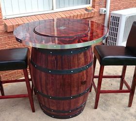 how to make a wine barrel table with built in wine bucket, how to, repurposing upcycling
