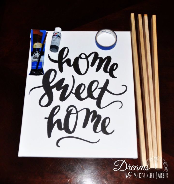 home sweet home diy handpainted wall art with frame, crafts, how to, wall decor