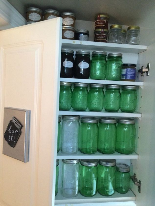 canning cupboard, closet, crafts, organizing, shelving ideas, storage ideas, Shelves with my canning jars in palce