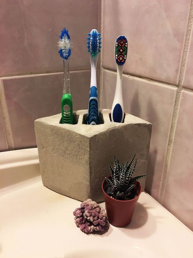 cement toothbrush holder