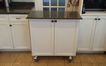 Kitchen Cabinet Turned Roll-away Cart/Moveable Island