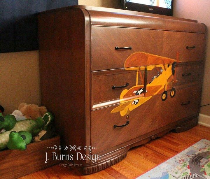 diy vintage airplane dresser, painted furniture