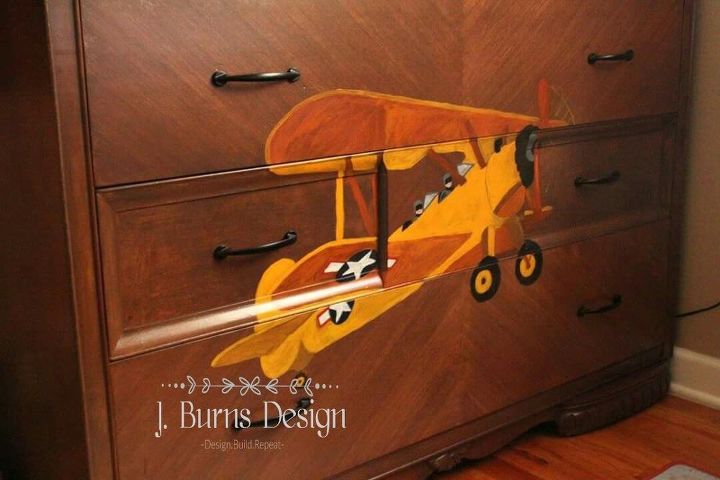 diy vintage airplane dresser, painted furniture