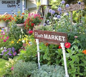 s how to transform your backyard into a junk garden, Include wooden signs for a farm feel