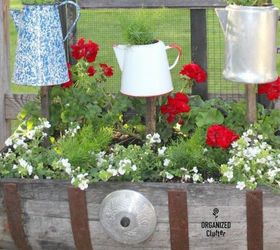 s how to transform your backyard into a junk garden, Use old tea pots to host flowers