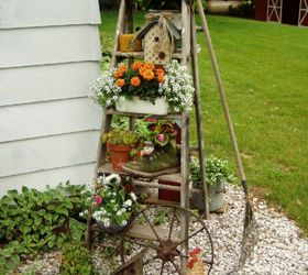 s how to transform your backyard into a junk garden, Paint an old step ladder for some height
