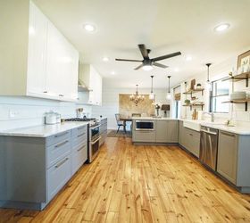 1970 s kitchen gets a modern farmhouse makeover , home improvement, kitchen cabinets, kitchen design, large home improvement projects